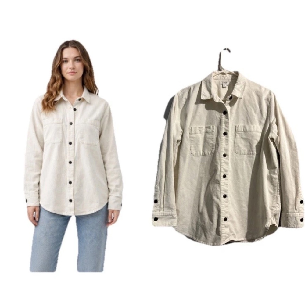 J. Crew Light Cream Button-Up Corduroy Shacket